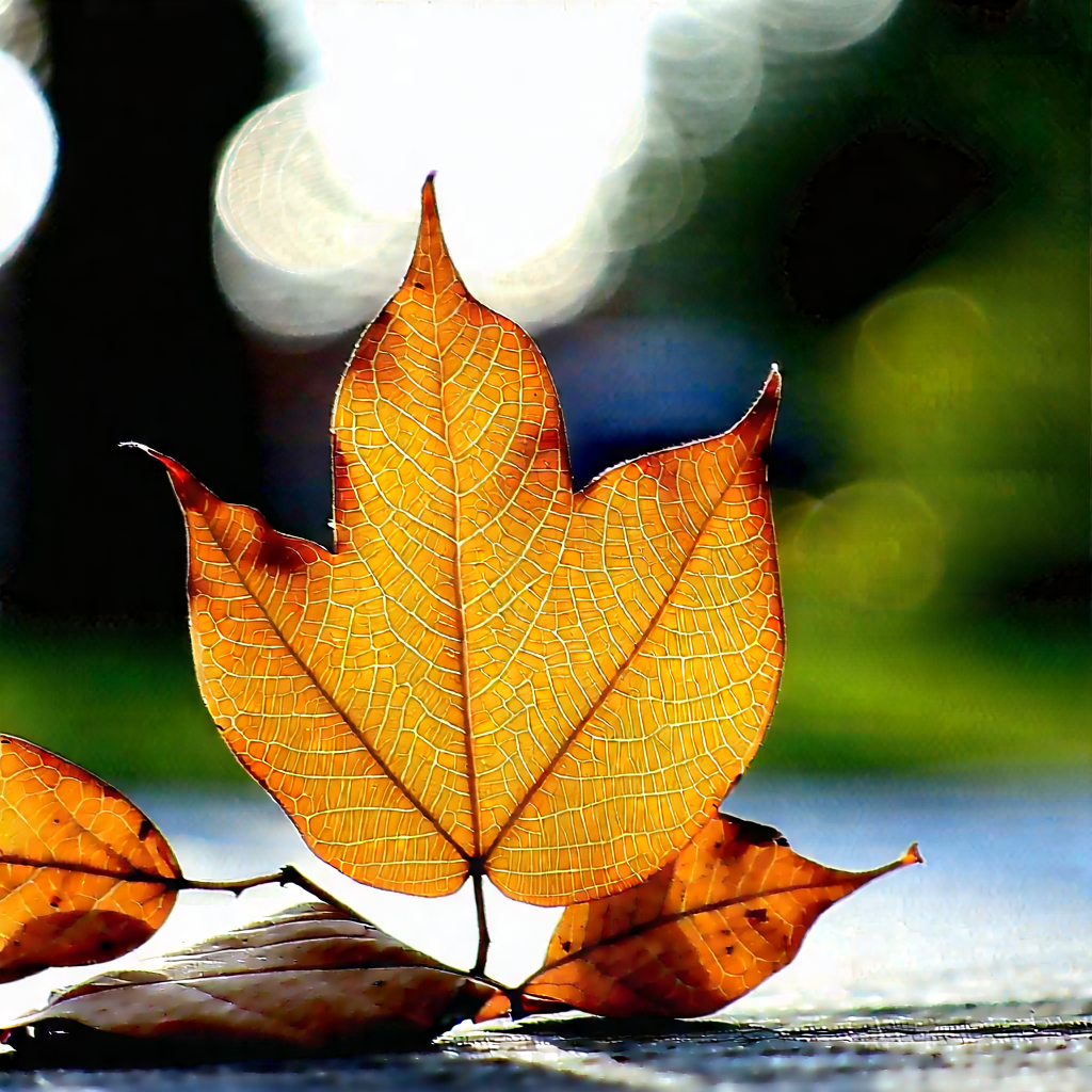 Nature Macro Photography: Autumn Leaves In Natural Setting With Leaf That
