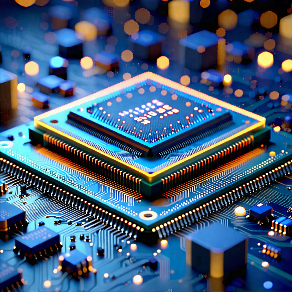 Tech Cinema 4D: Microchip with digital particles