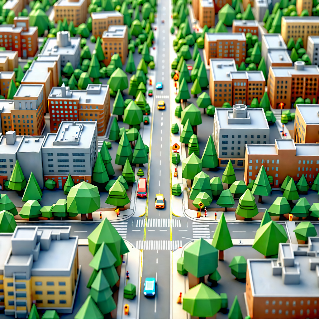Urban Low Poly: Aerial View Of Urban Renewal Area With Model City