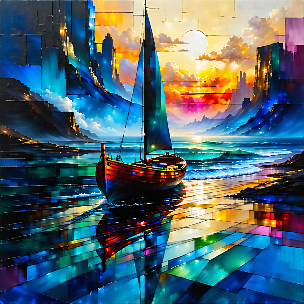 Tech Acrylic Painting: Digital transformation visualization