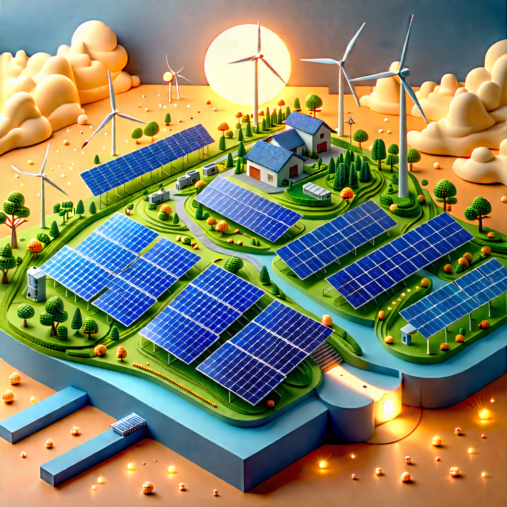 Tech Isometric Design: Innovative Renewable Energy (design:1.34) With Large, Intricate