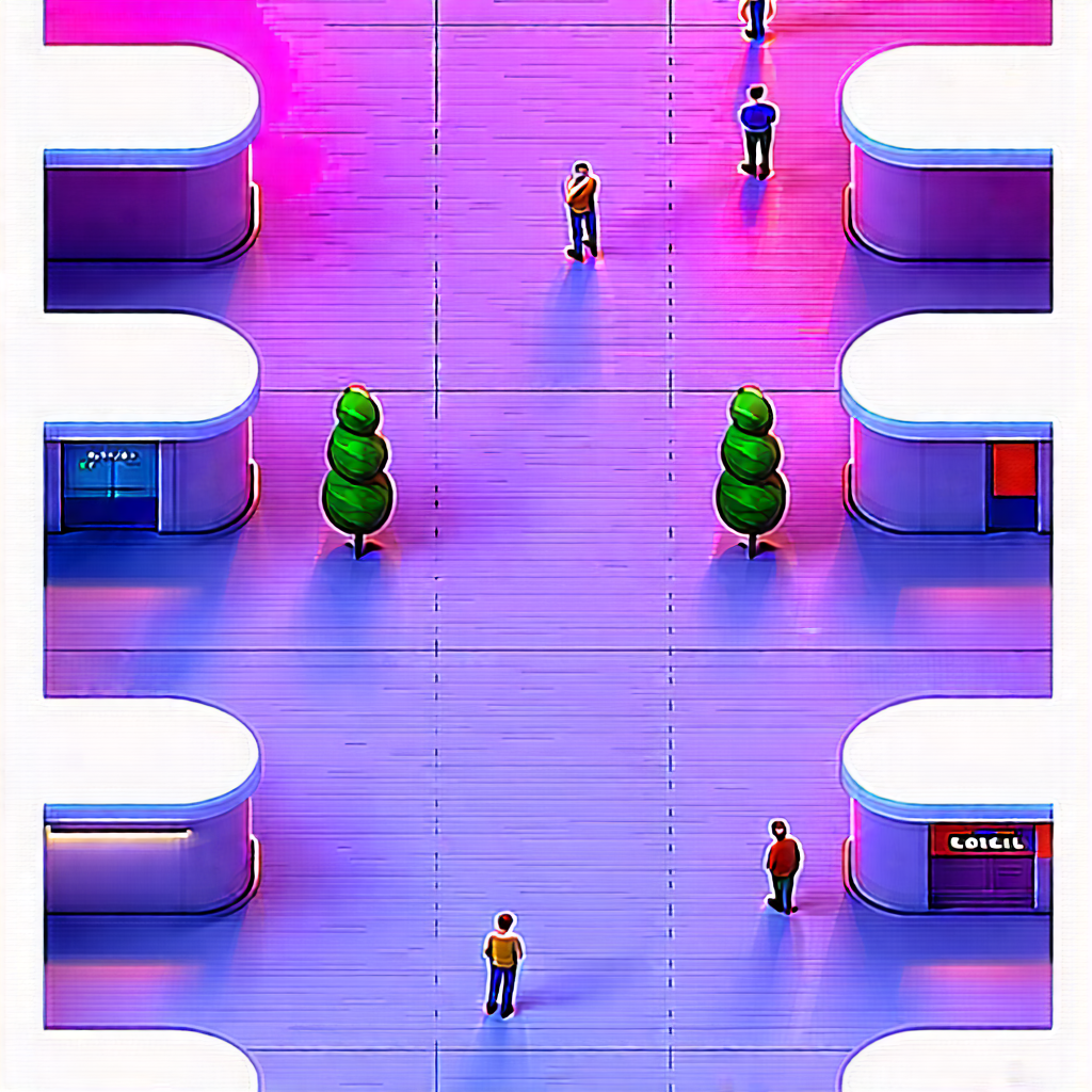 Urban Isometric Design: Public square with sightseeing