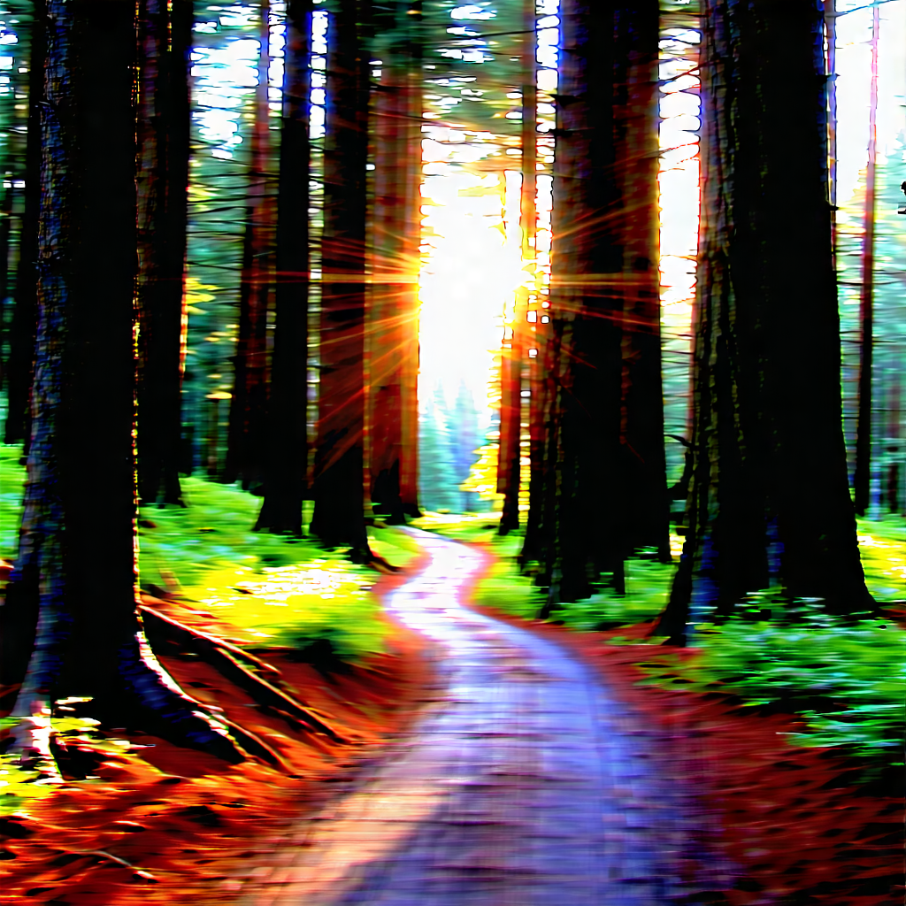 Nature Digital Art: Path Through Redwood Forest With Beautiful Forest