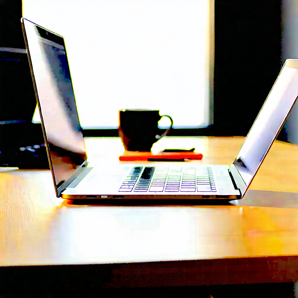 Business 3d Render: Workplace With Laptop And Coffee On Desk With Laptop Computer