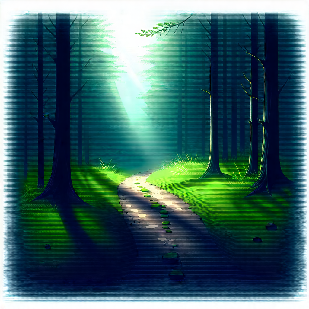 Nature Pencil Sketch: Path through dense forest