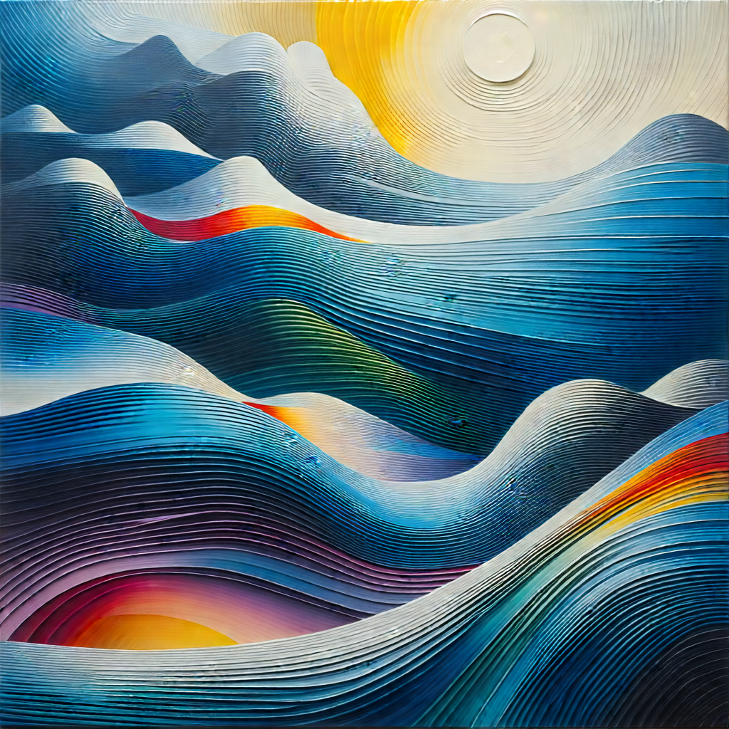 Abstract Gouache Painting: Abstract interpretation of magnetic fields