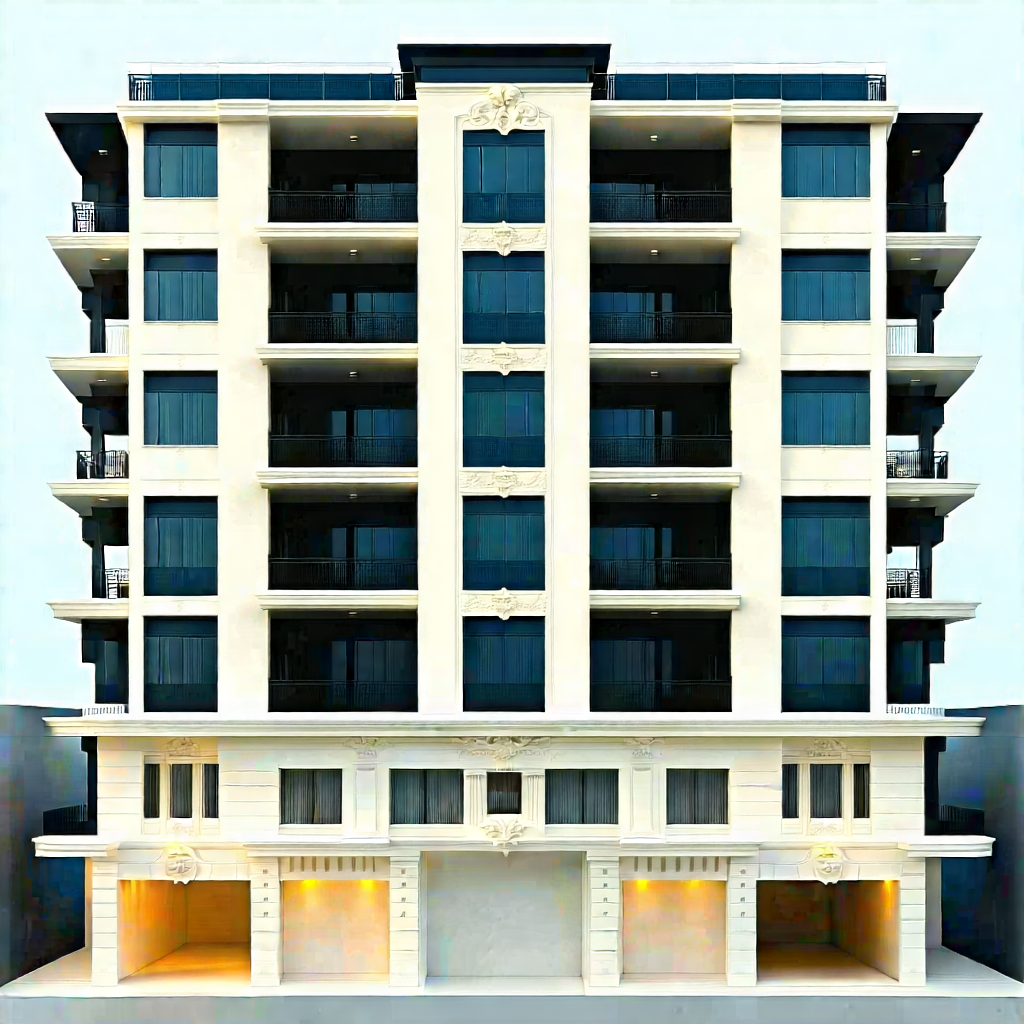 Urban Octane Render: Modern apartment complex with ornate details