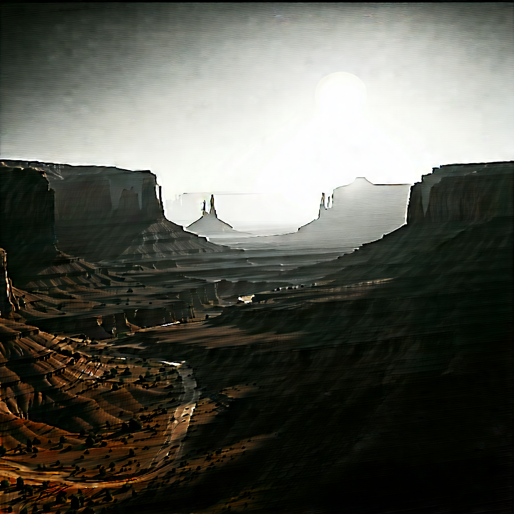 Nature Charcoal Drawing: Canyon During Sunrise With Beautiful Sunset