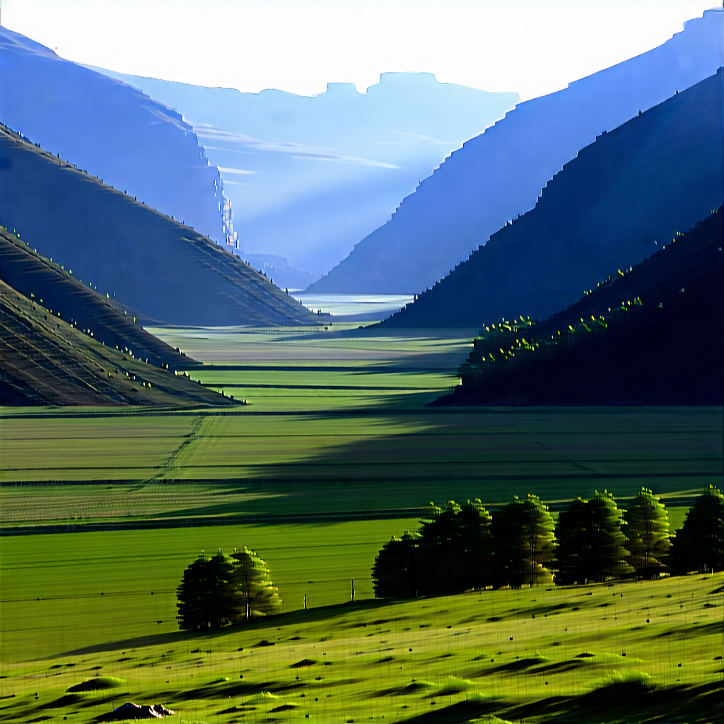 Nature Infographic Style: Valley During Midday With Lush Green