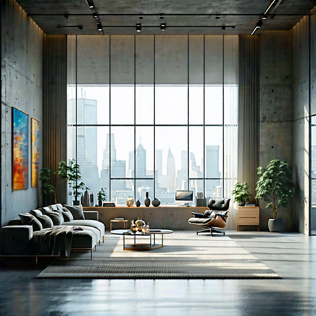 Urban Octane Render: Urban Loft With (minimalist:1.25) Design With Image, There