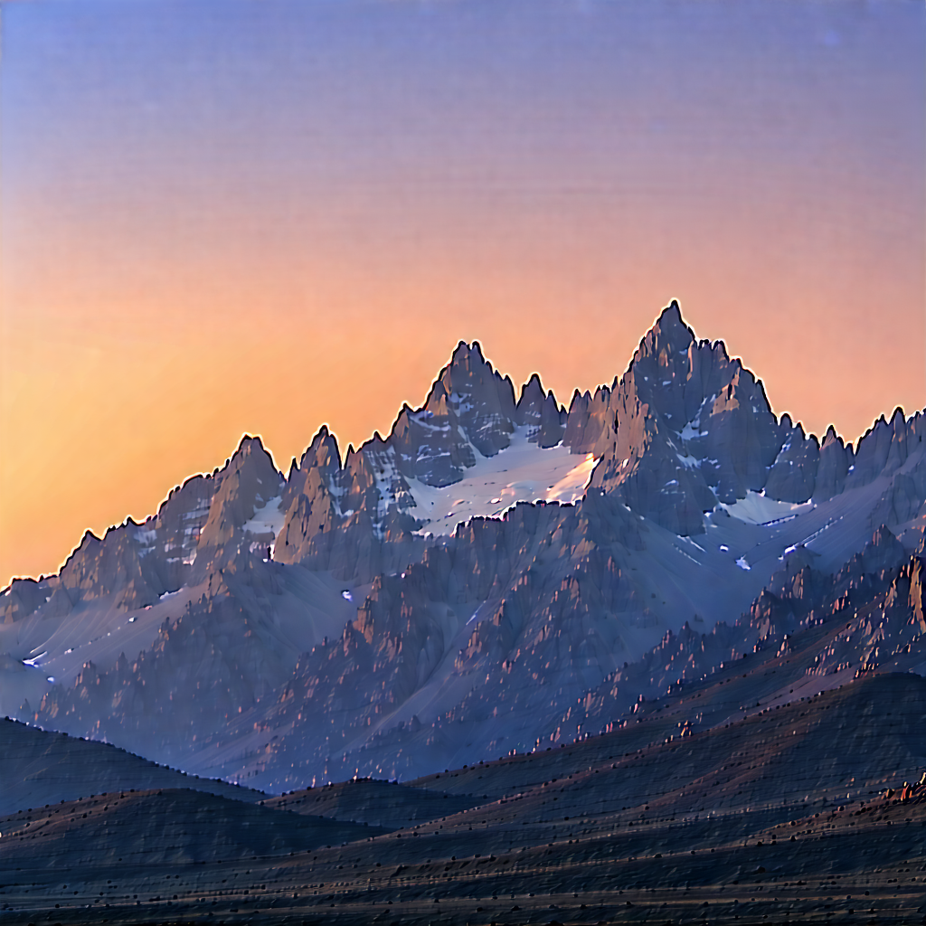 Nature Commercial Photography: Mountain Range During (sunset:1.47) With Majestic Mountain