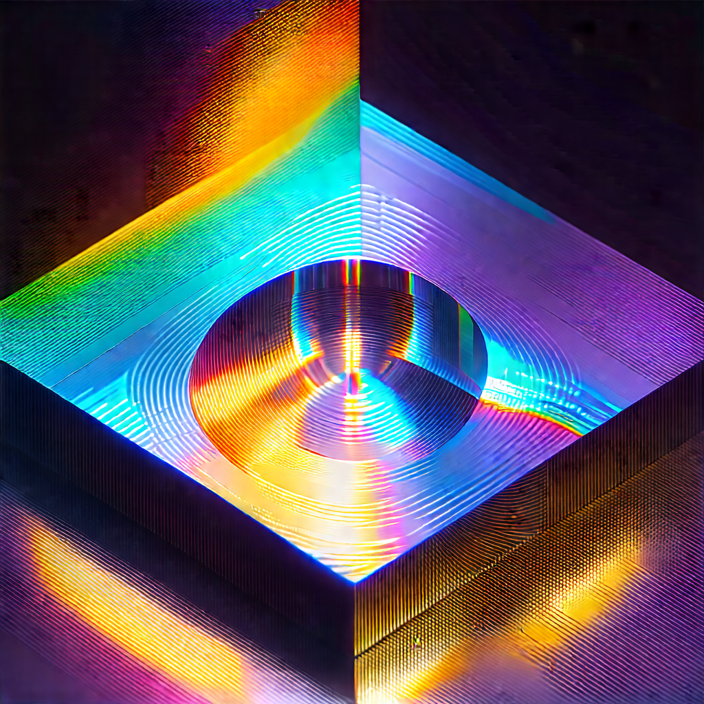 Abstract Isometric Art: Dynamic composition with iridescent color palette