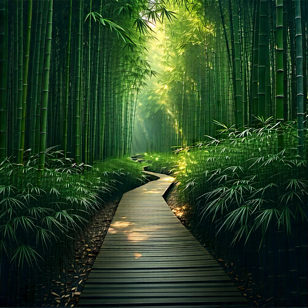 Nature Editorial Photography: Path through bamboo grove