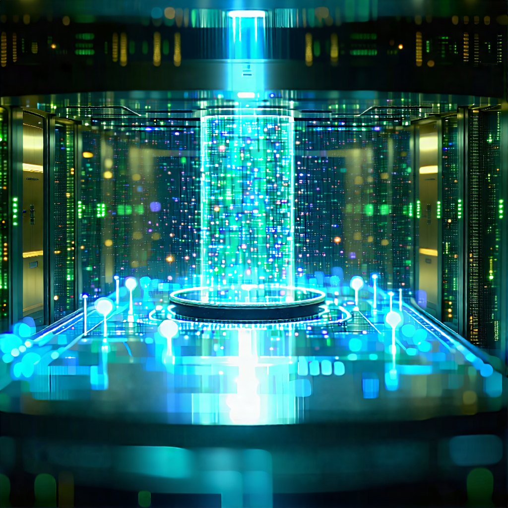 Tech Commercial Photography: Quantum computer with data streams