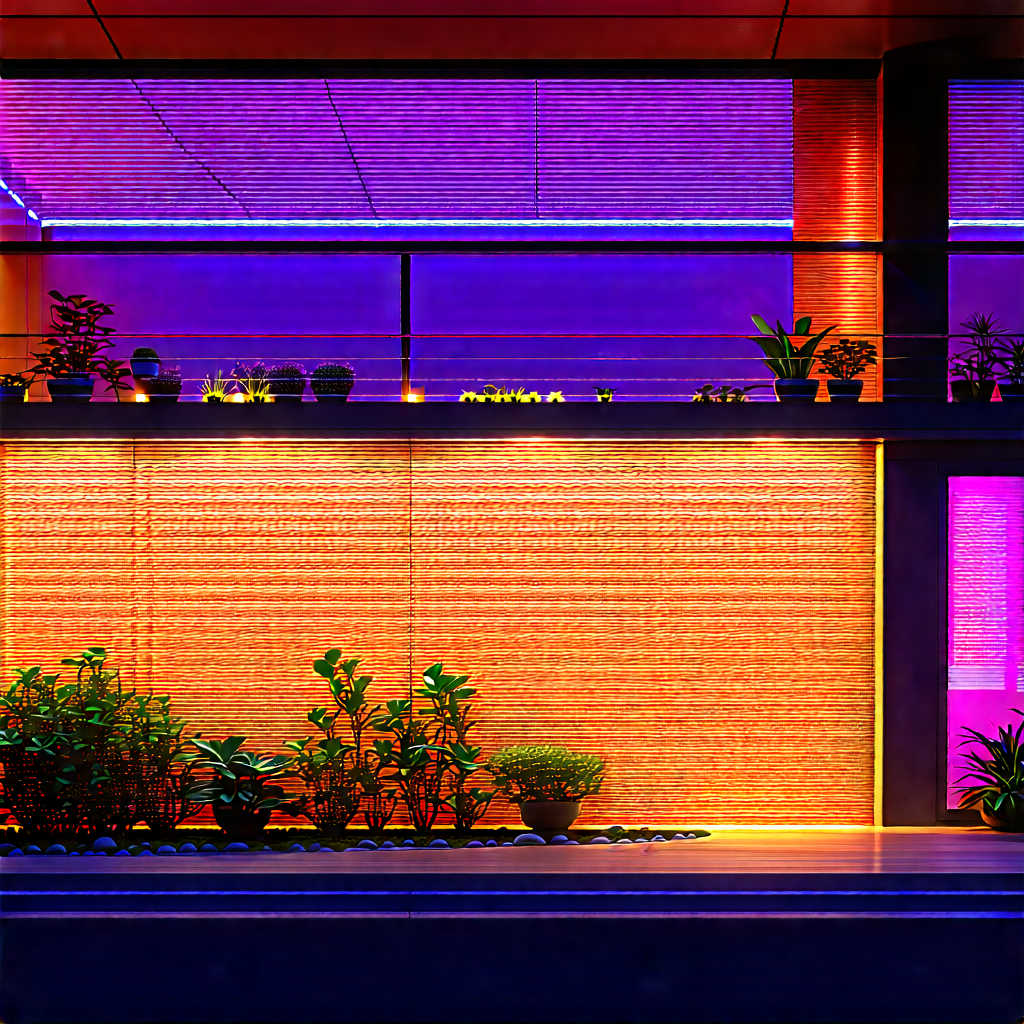 Lifestyle Macro Photography: Balcony Garden With Plants And Natural Elements With Large Building