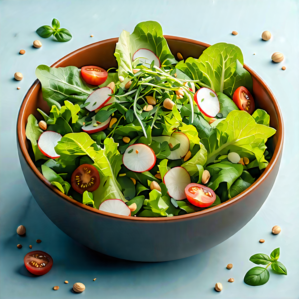 Lifestyle Isometric Design: Fresh salad prepared with organic components