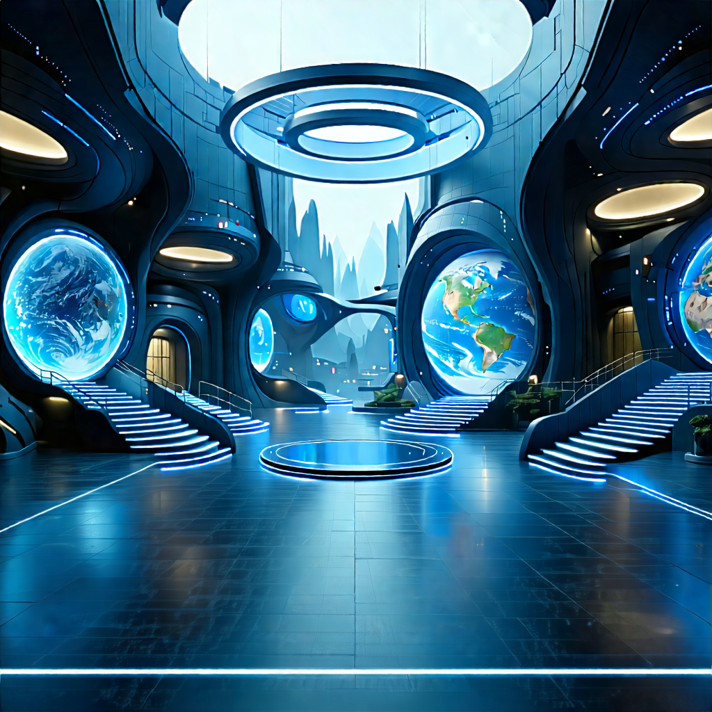 Tech Infographic Style: Futuristic Innovation Hub With Futuristic Setting,