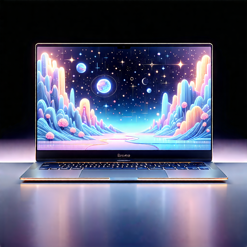 Tech Pastel Drawing: Laptop With Holographic Display With Laptop Computer