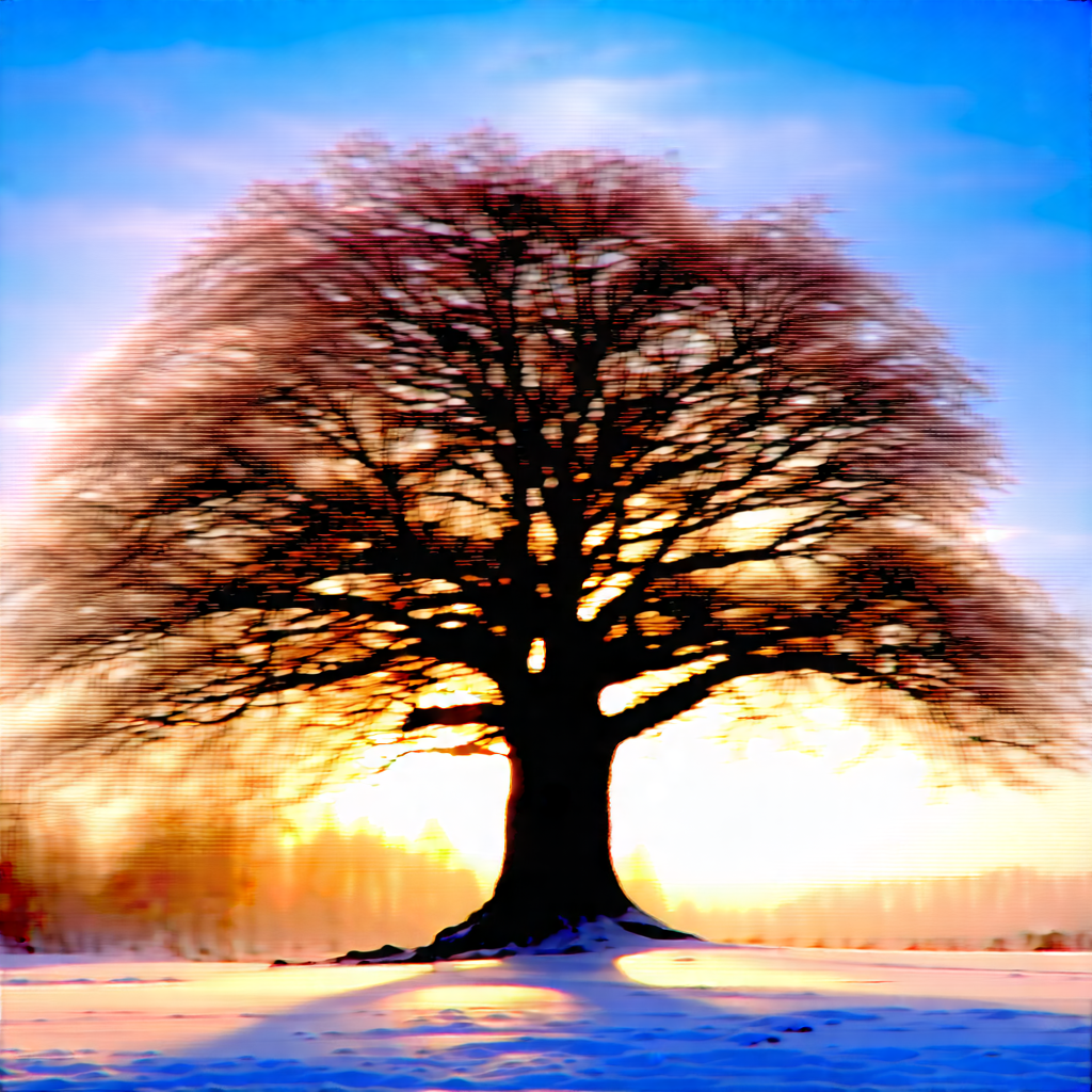 Nature Product Photography: Ancient Tree In Winter Snow With Large Tree