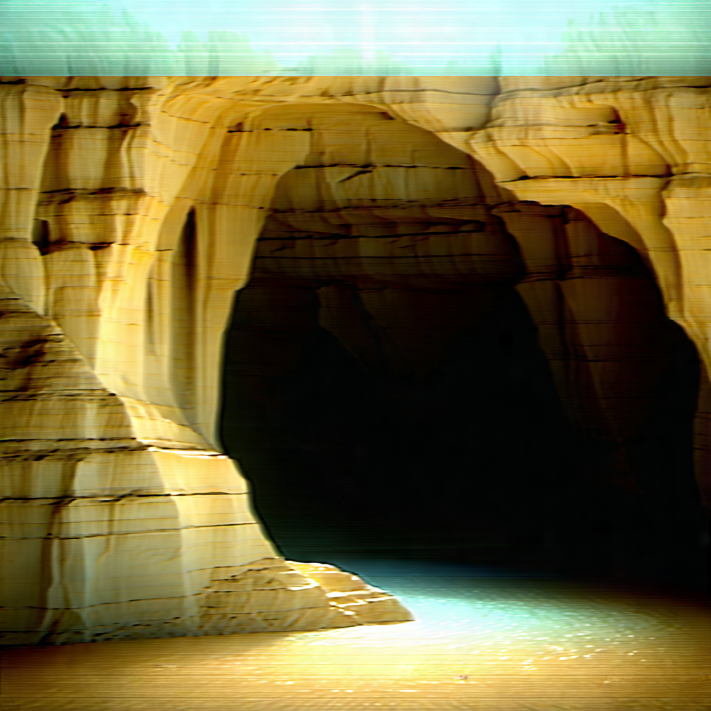 Nature Advertising Photography: Cave Entrance In Spring Bloom With Cave Large