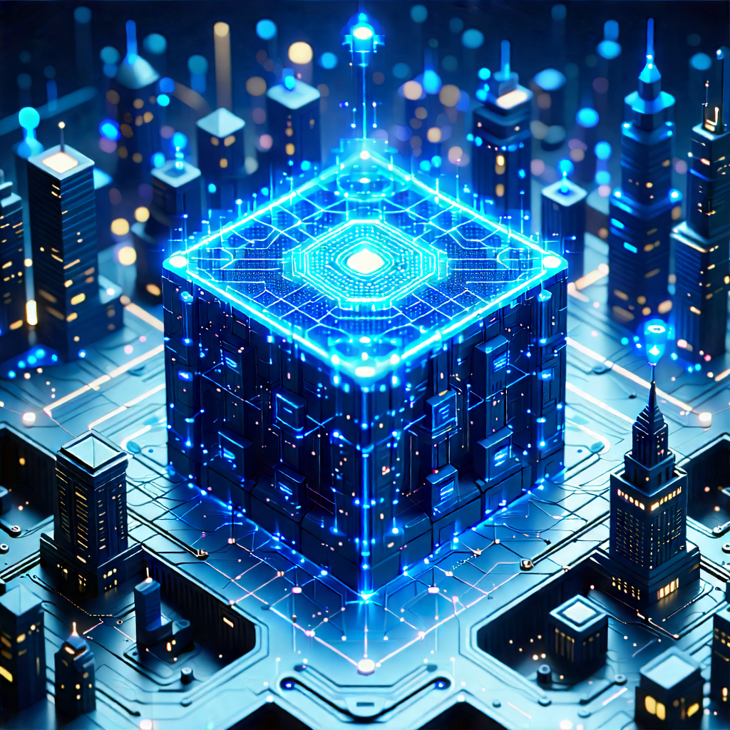 Tech Isometric Design: Blockchain network visualization