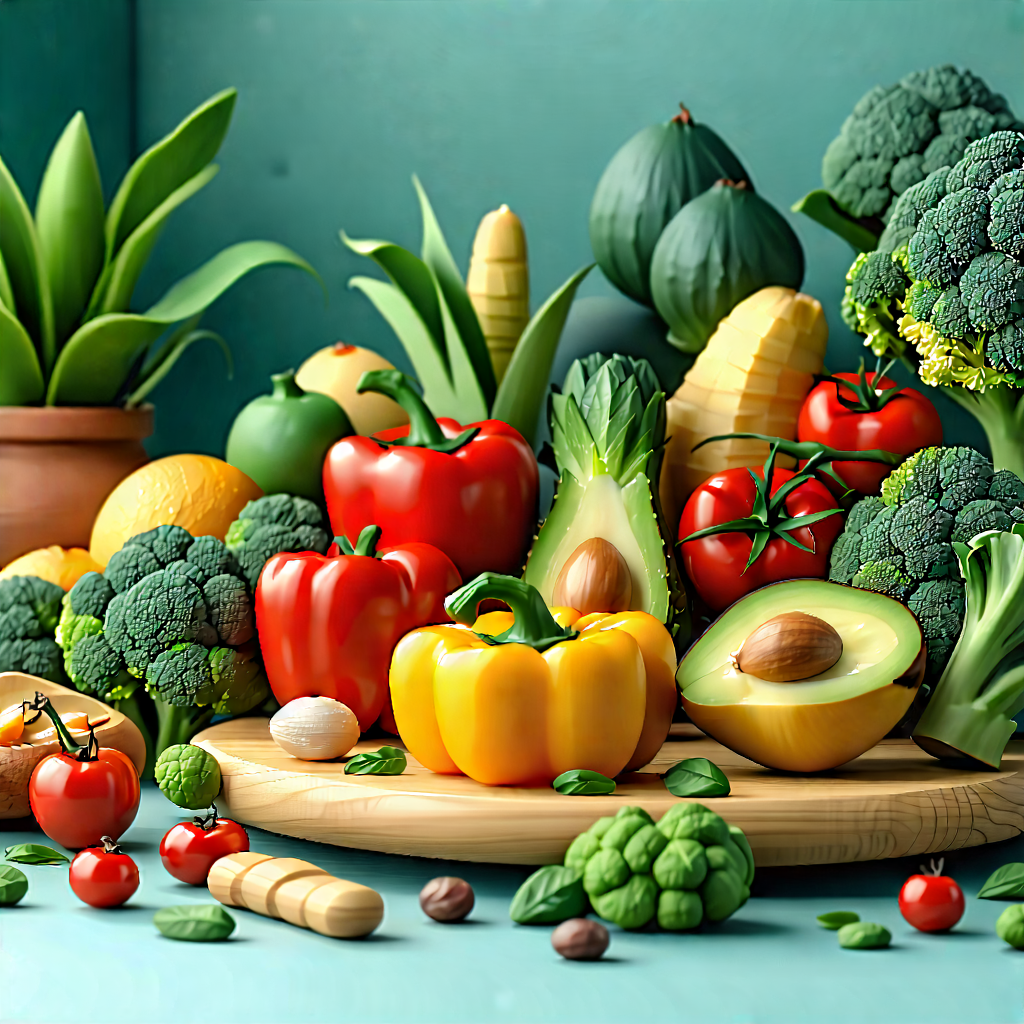 Lifestyle Pastel Drawing: Wellness scene with healthy food