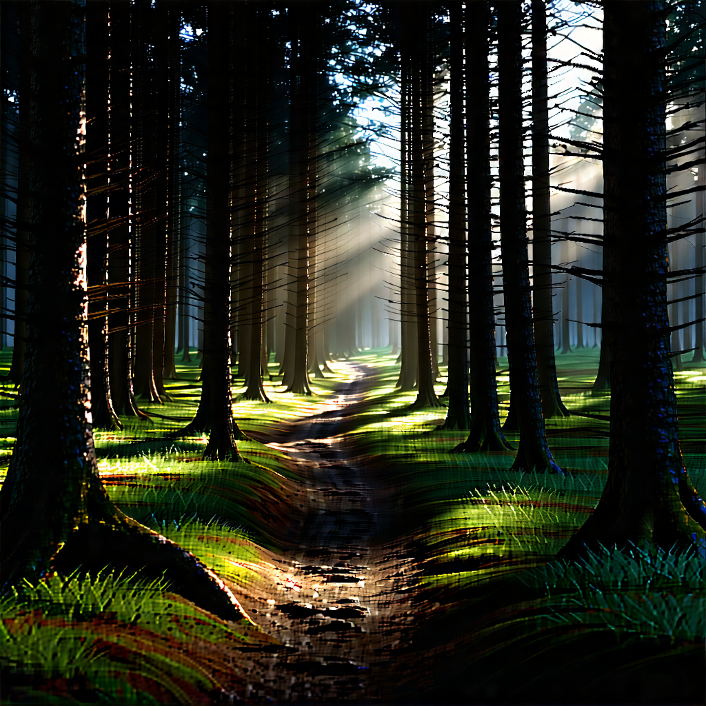 Nature Matte Painting: Path Through Pine Forest With Image, There