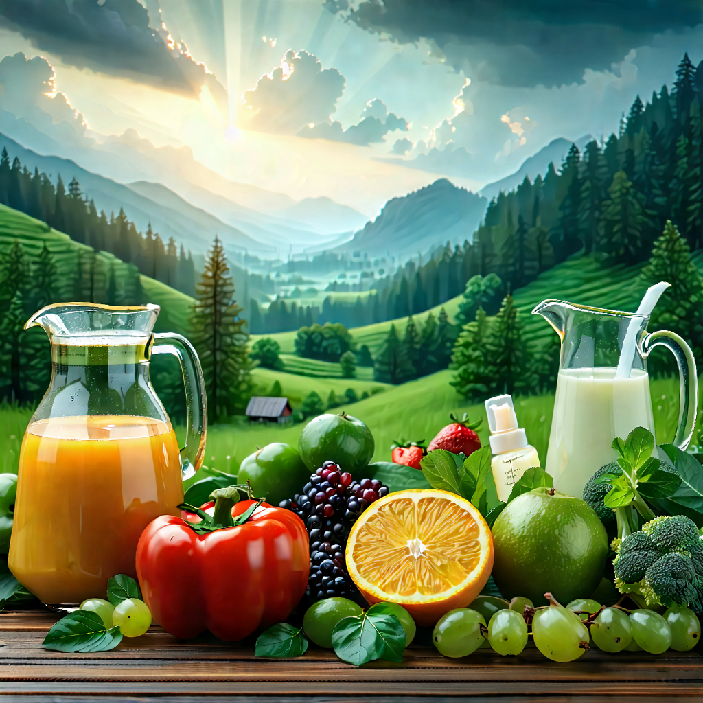 Lifestyle Landscape Photography: Wellness Scene With Healthy Food With Table Filled