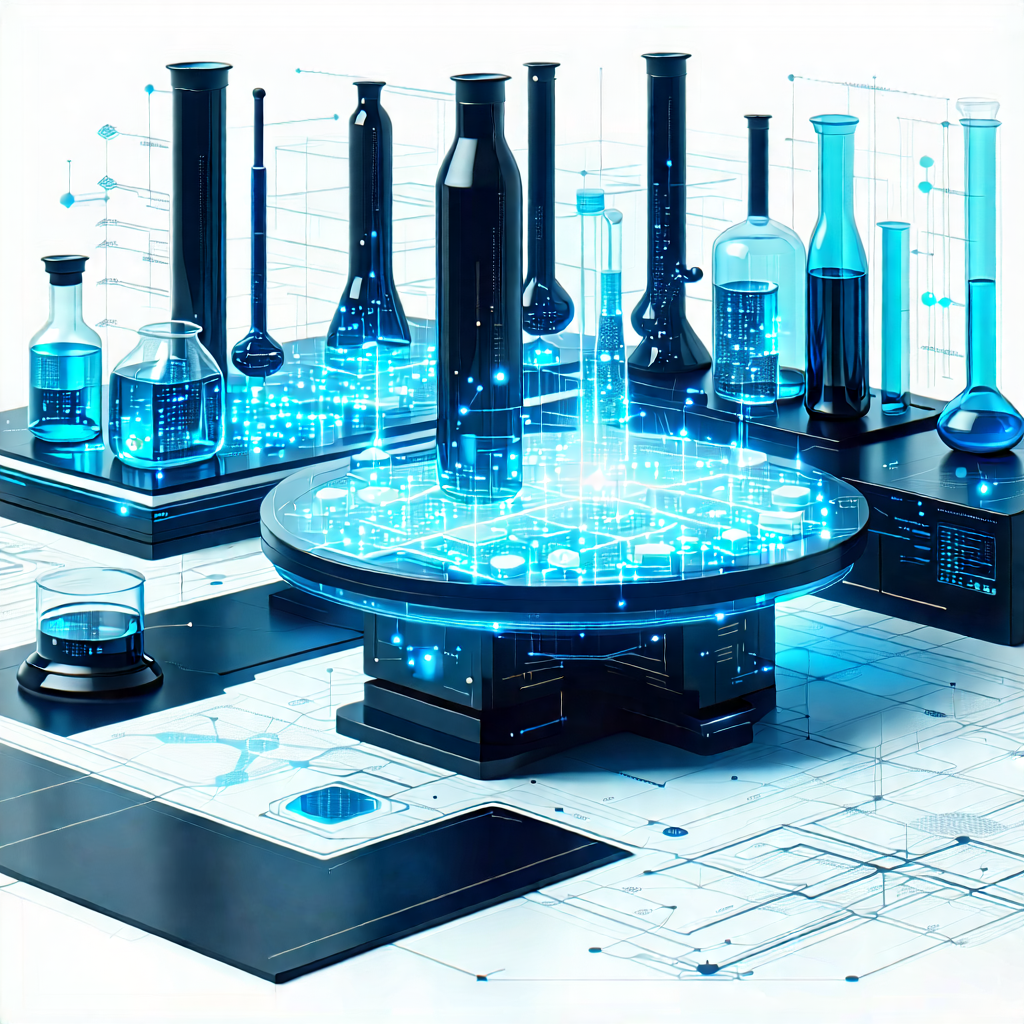 Tech Diagram Style: Futuristic research laboratory