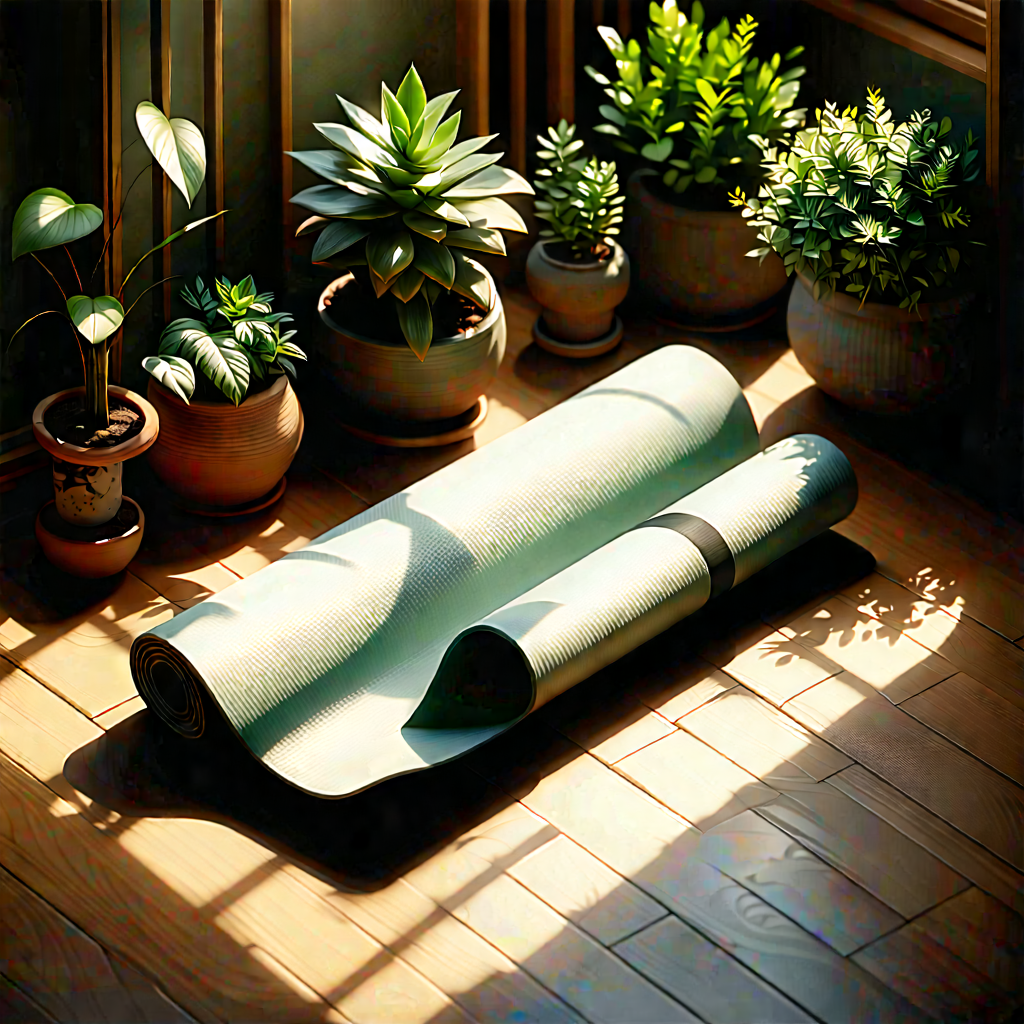 Lifestyle Isometric Design: Wellness Scene With Yoga Mat And Plants With Image, There
