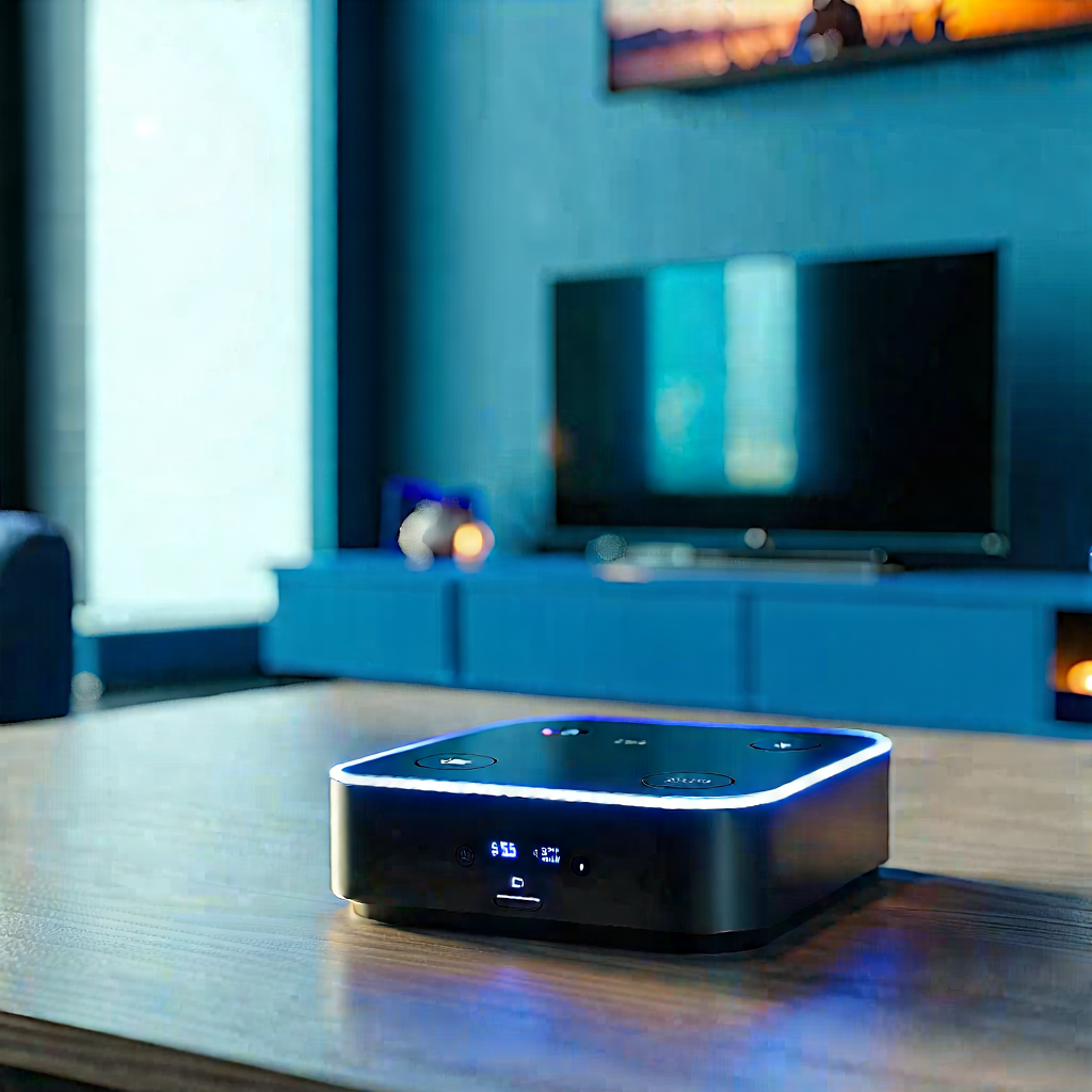 Tech Voxel Art: Smart Home Device With Streaming Content With Small Black
