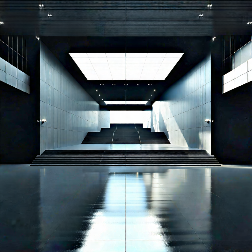 Urban Cinema 4D: Converted warehouse with (minimalist:1.44) design