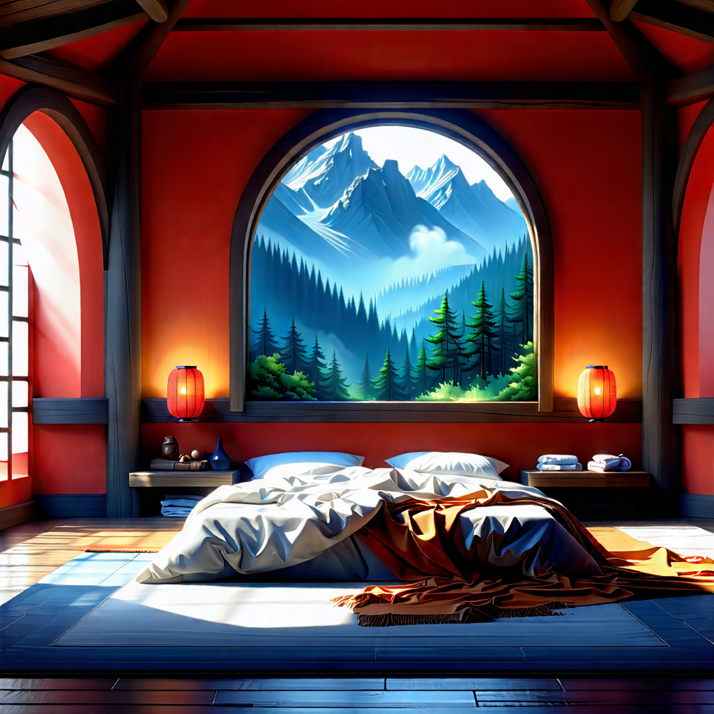 Lifestyle Blender Artwork: Bedroom Sanctuary With Comfortable Textiles With Image, There