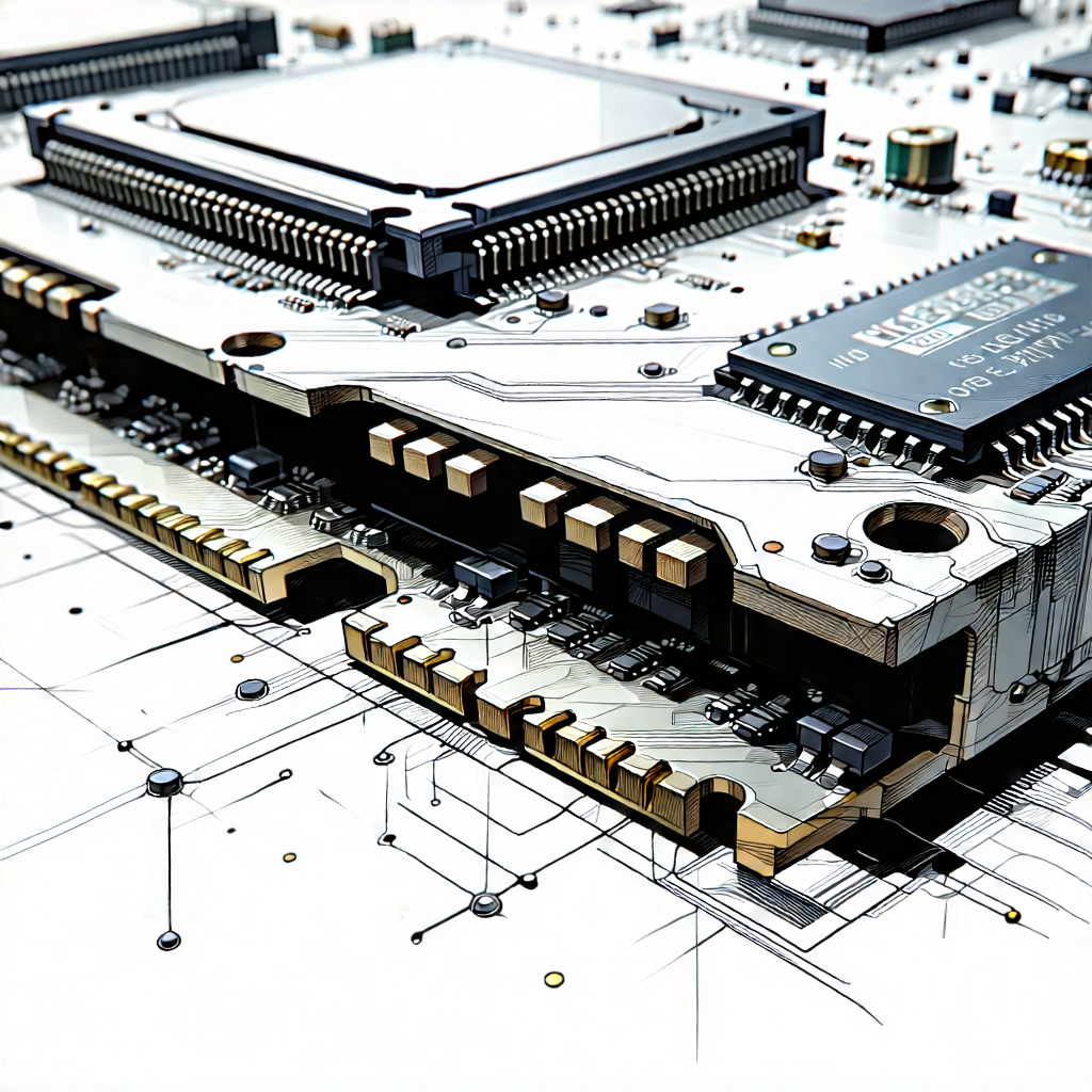 Tech Pencil Sketch: Close-up Of Memory Module With Computer Circuit