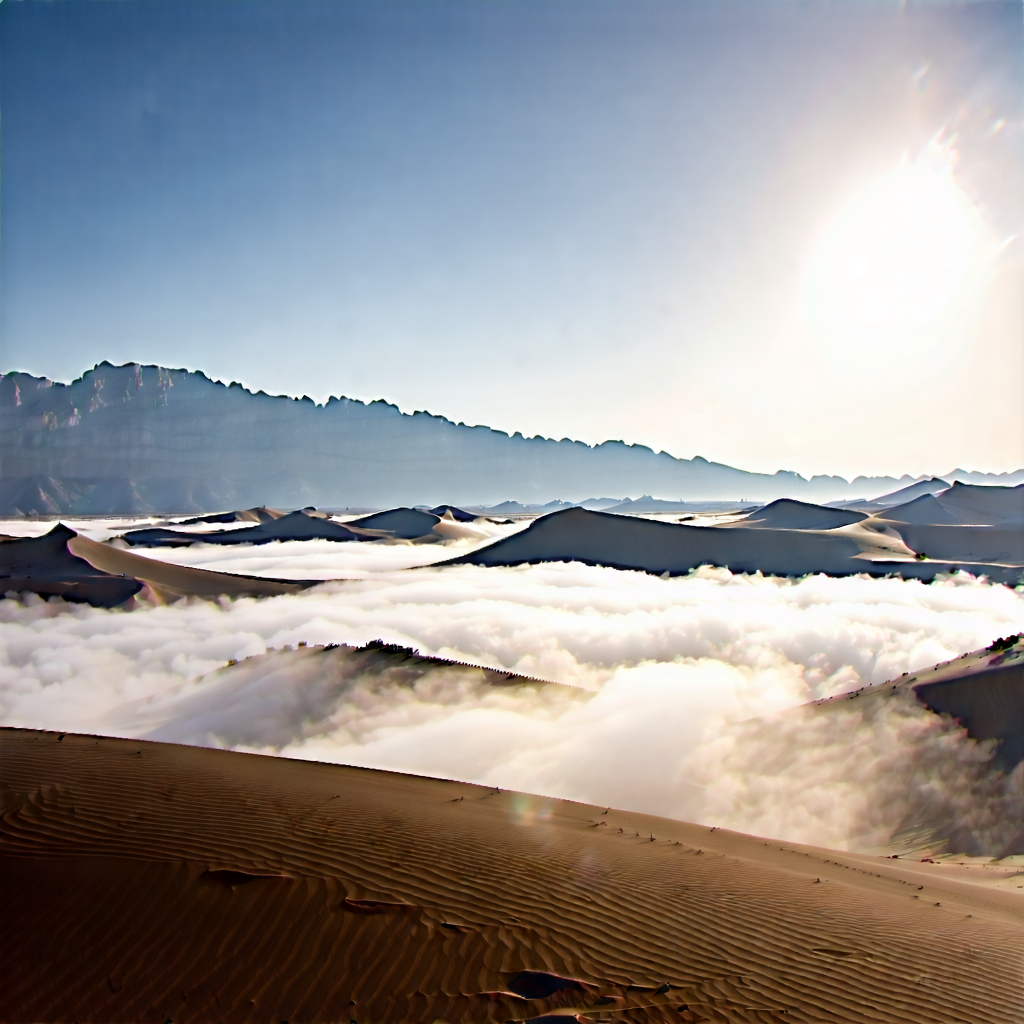 Nature Matte Painting: Desert (landscape:1.26) During Foggy Morning With Beautiful Desert
