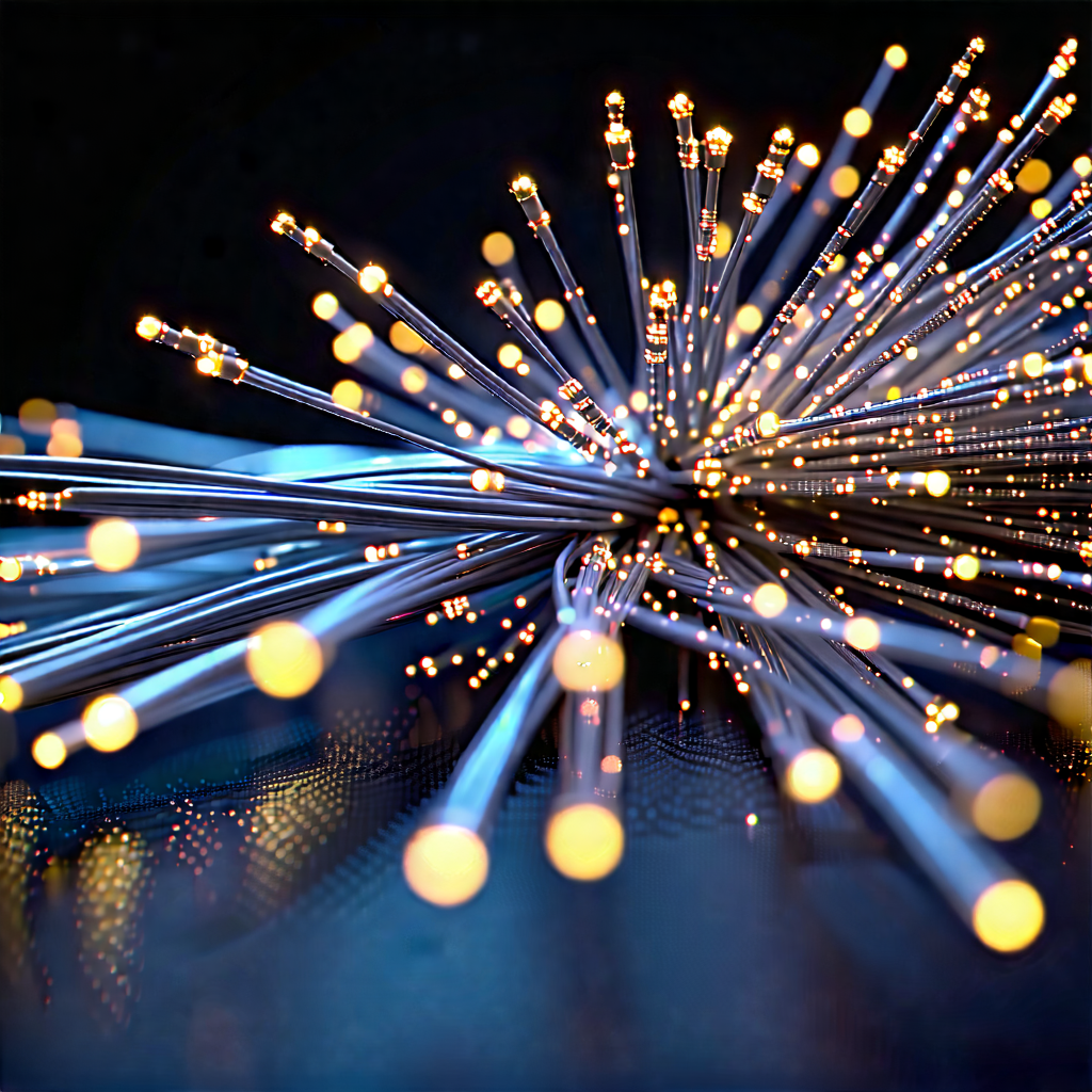 Tech Octane Render: Close-up Of Fiber Optic Cables With Close-up Bunch