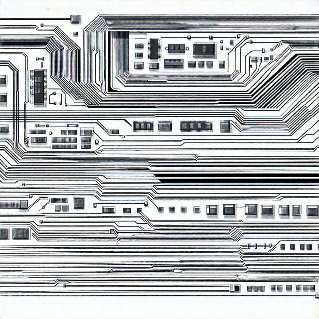 Tech Ink Drawing: Close-up of electronic circuit