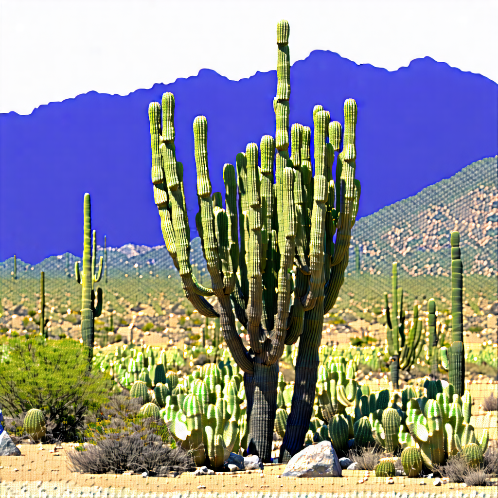 Nature Blender Artwork: Cactus In Natural Setting With Desert Landscape