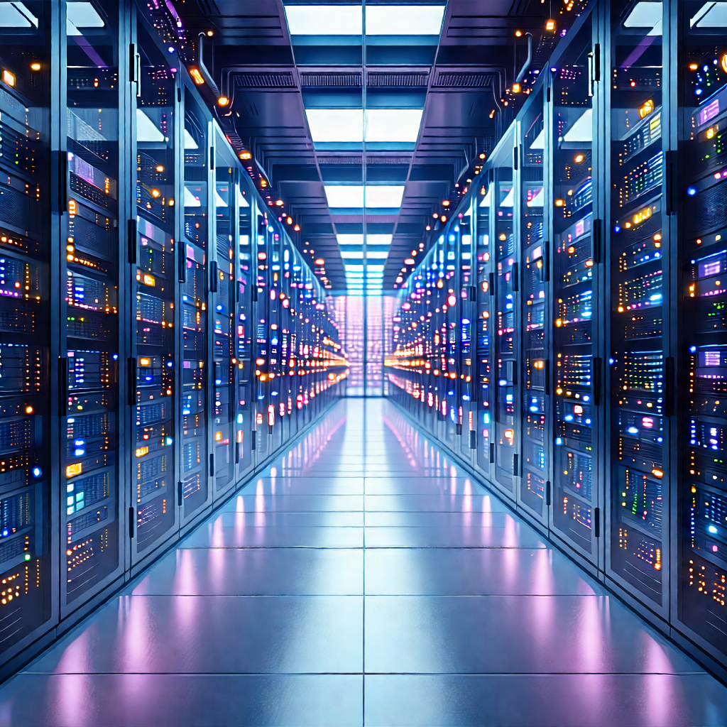 Tech Pastel Drawing: Server Rack With Laser Scanning With Large Room