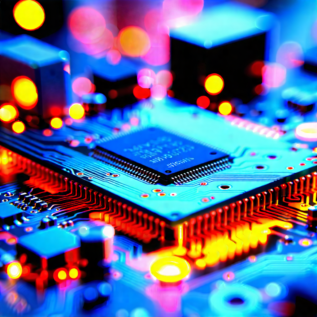 Tech Editorial Photography: Circuit board with neon accents