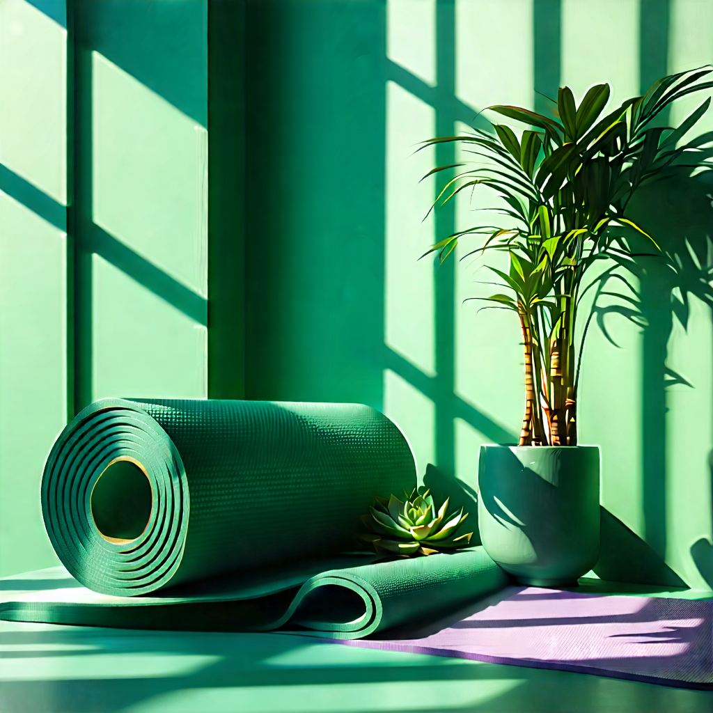 Lifestyle Commercial Photography: Wellness Scene With Yoga Mat And Plants With Green Plant