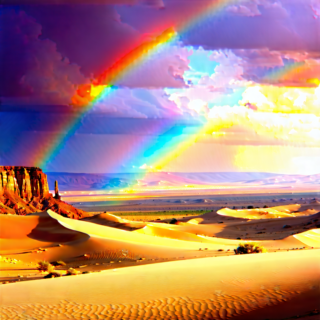 Nature Pastel Drawing: Rainbow over desert