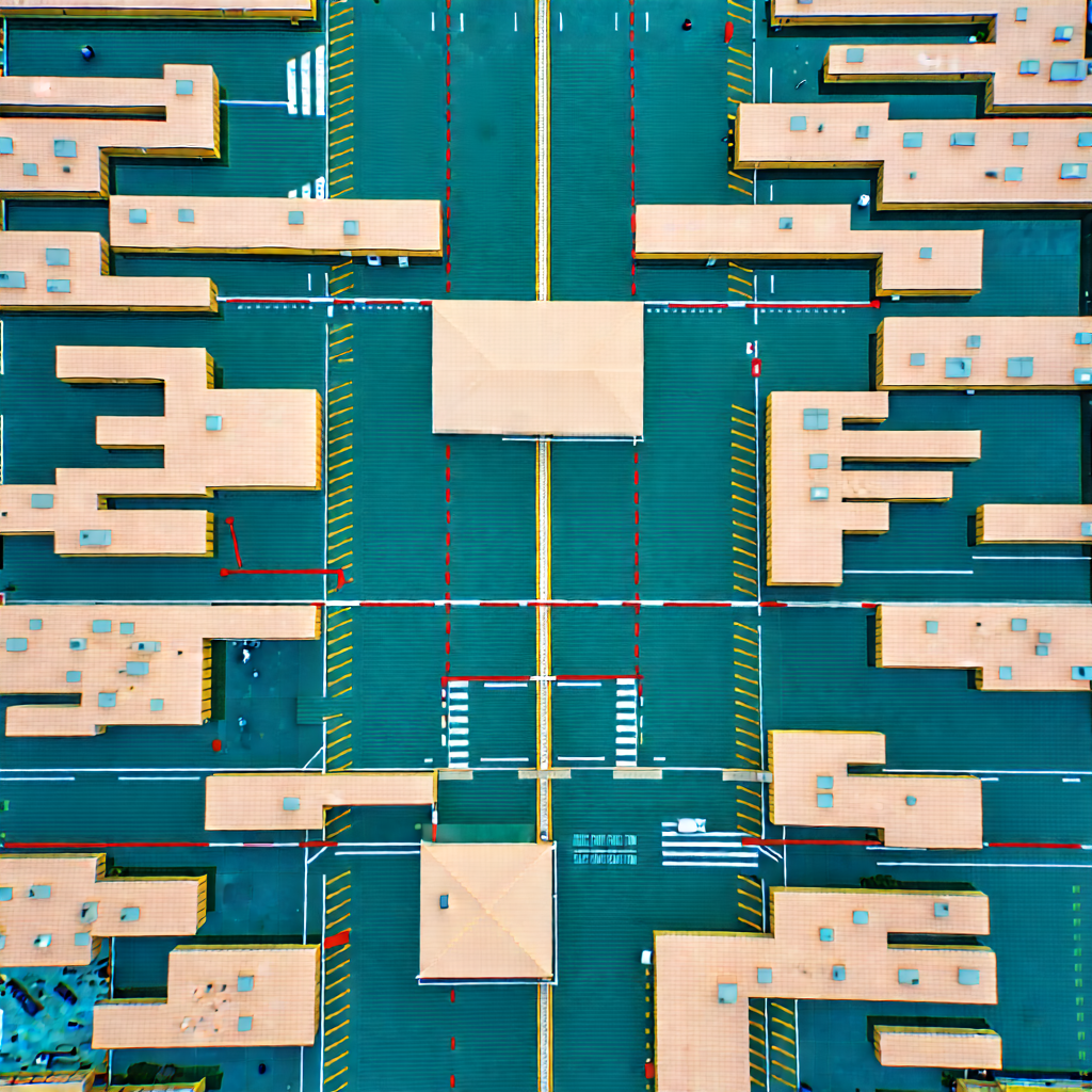 Urban Commercial Photography: Aerial view of city blocks