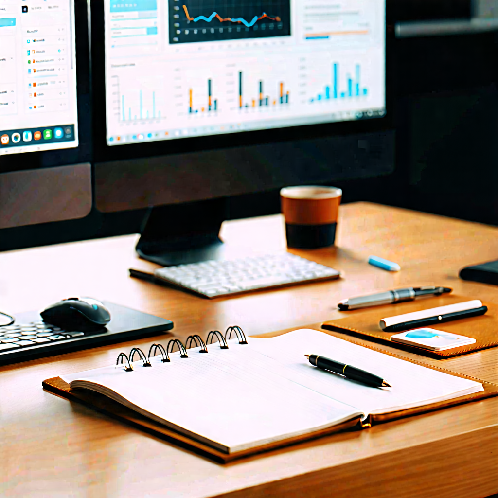 Business Hdr Photography: Workplace with productivity tools on desk