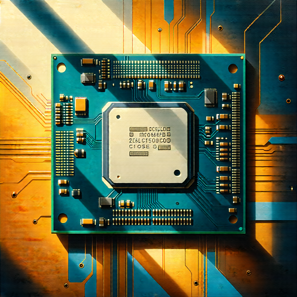 Tech Pastel Drawing: Close-up of microprocessor