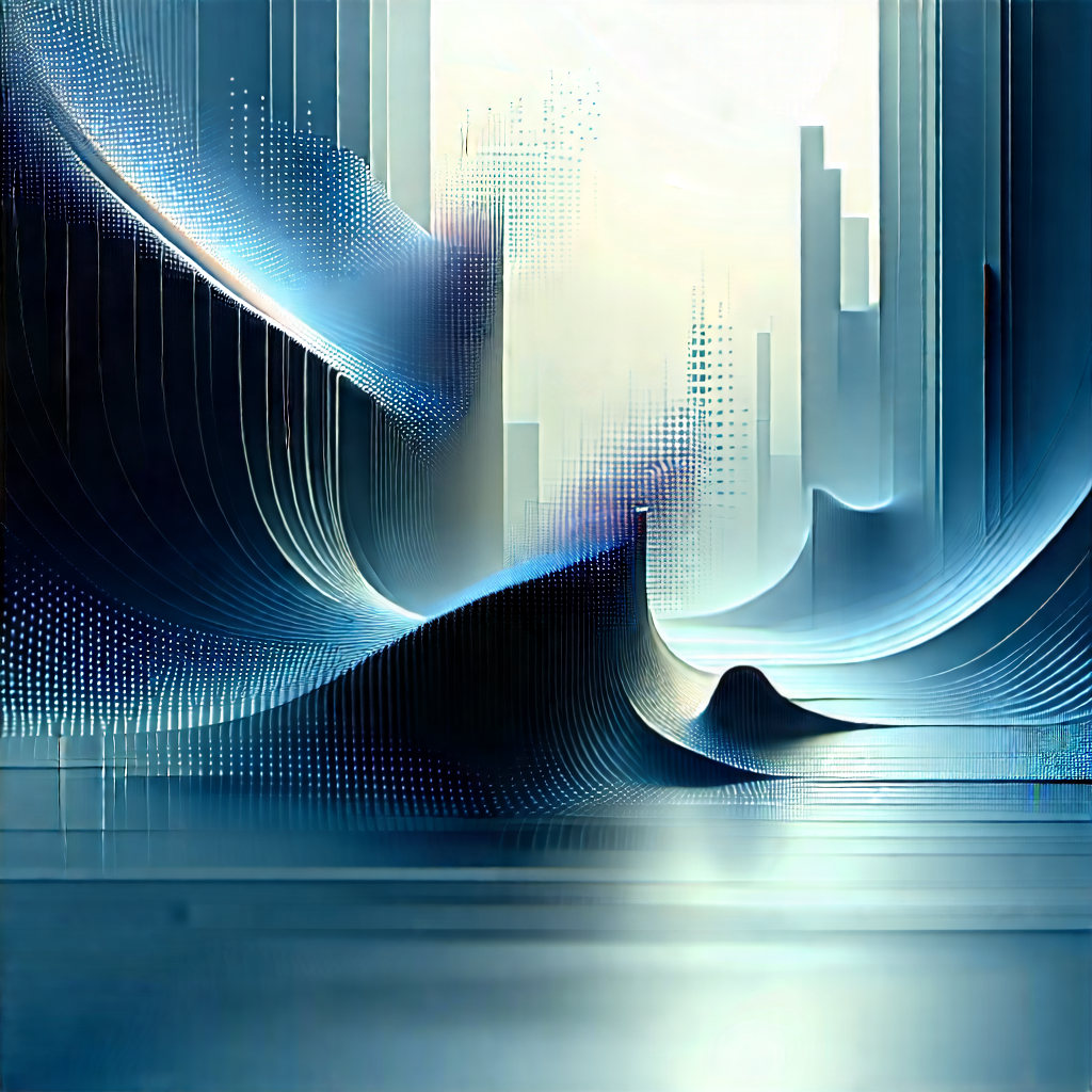 Abstract Glitch Art: Particle Movement Captured In Abstract Form With Futuristic Cityscape