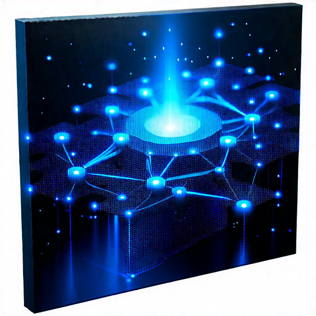 Tech Acrylic Painting: Blockchain network visualization