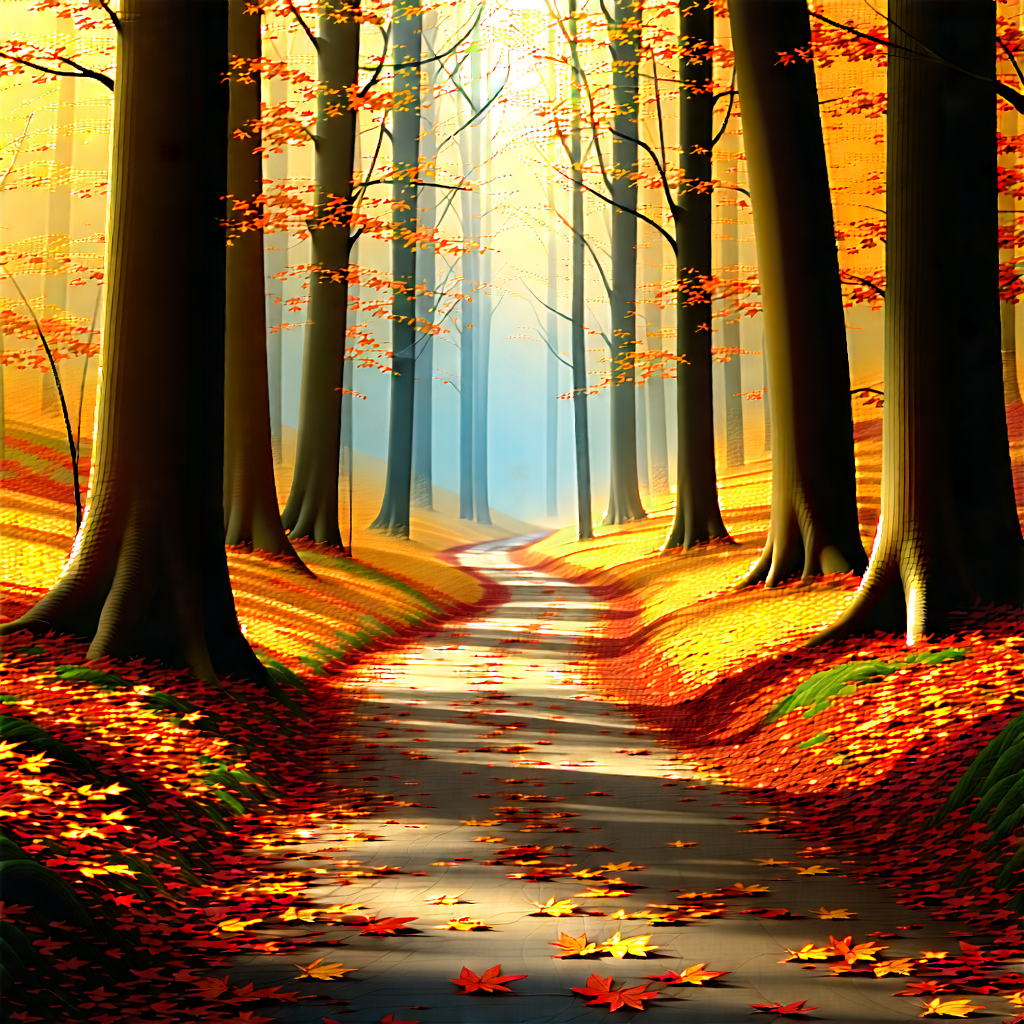 Nature Octane Render: Path Through Autumn Woodland With Beautiful Forest