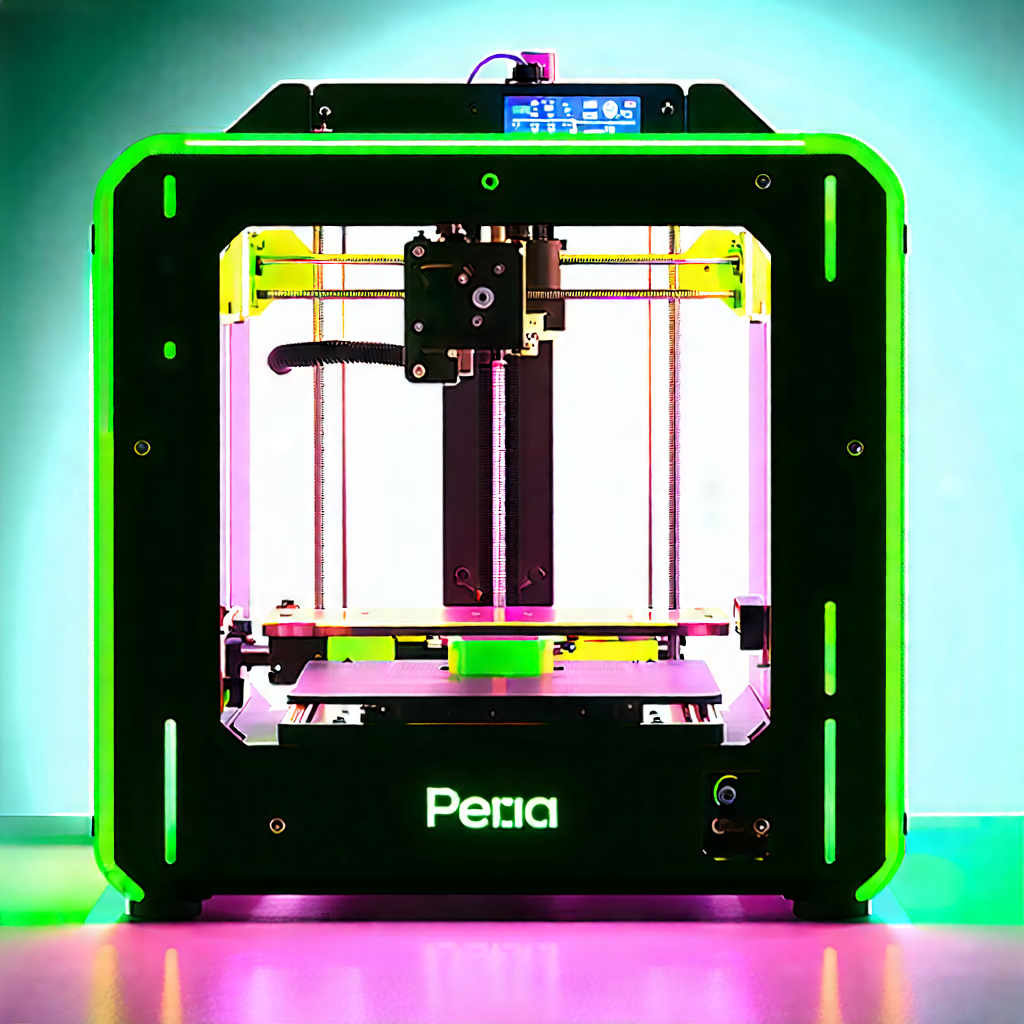 Tech Product Photography: 3d Printer With Neon Accents With Green Black