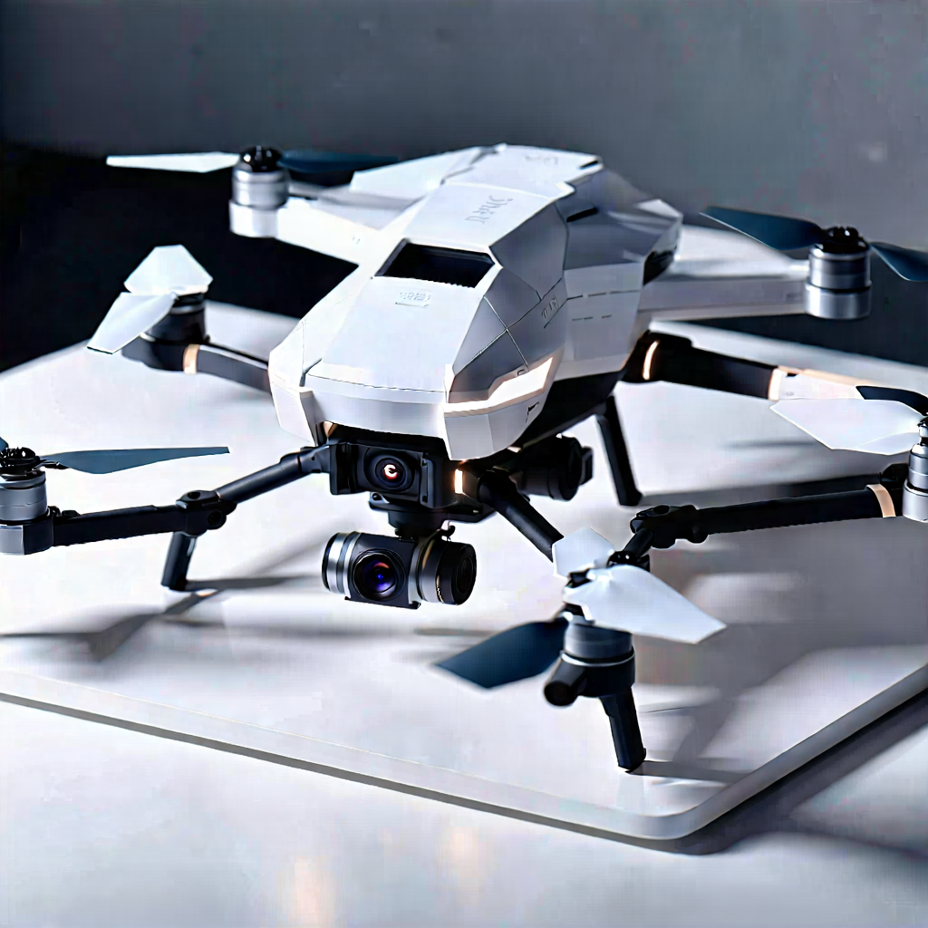 Tech Drone Photography: Educational Technology In Research Center With White Drone